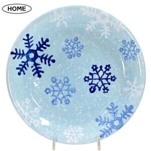 NIB Set of 4 WINTER FROST SNOWFLAKES Salad Plates Christmas Blue White